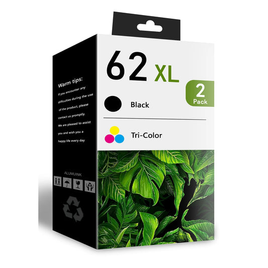 62XL Black/Tri-Color Ink Cartridge Replacement for HP Envy 7640 5660 5540 5640 5642 Printer(2 Pack)