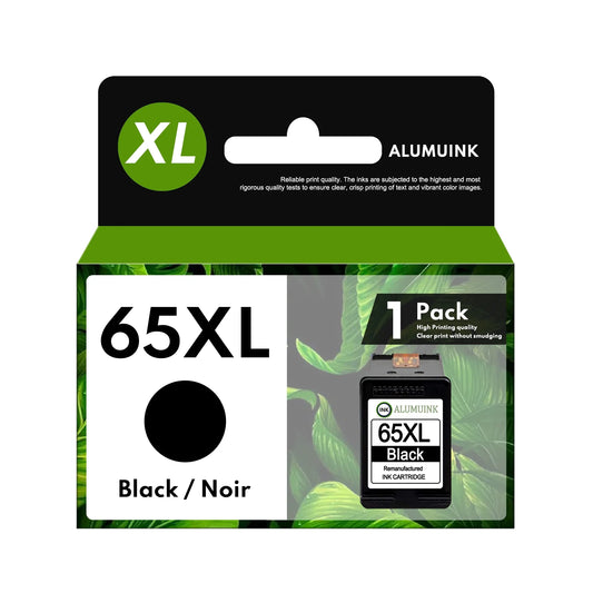 65XL 1 Pack Black Ink Cartridge Replacement for HP Envy 5055 5052 Printers