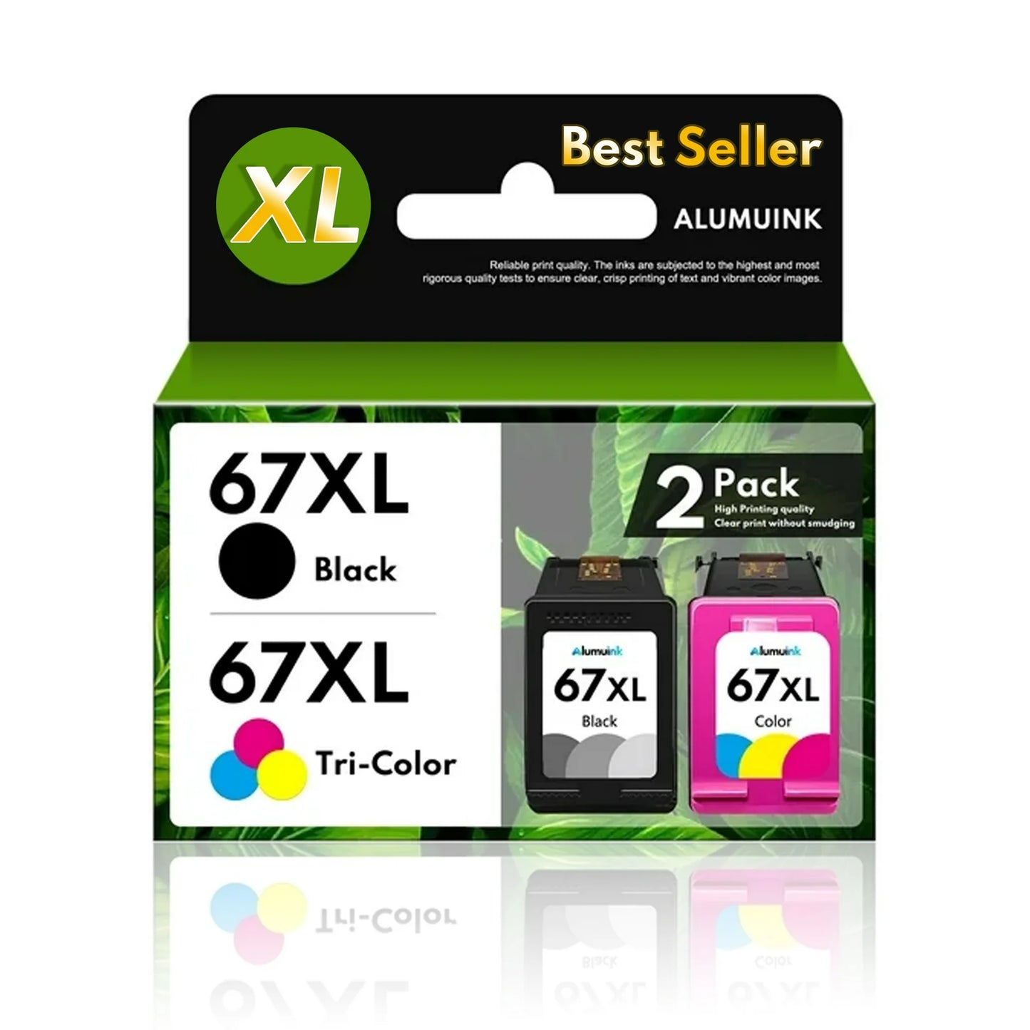 67XL Ink Cartridge Compatible for HP 67 Ink Cartridge Black and Tri-Color for DeskJet 2700e 2752e 2755e 2722 Envy 6000 6055e Printer (2 Pack)