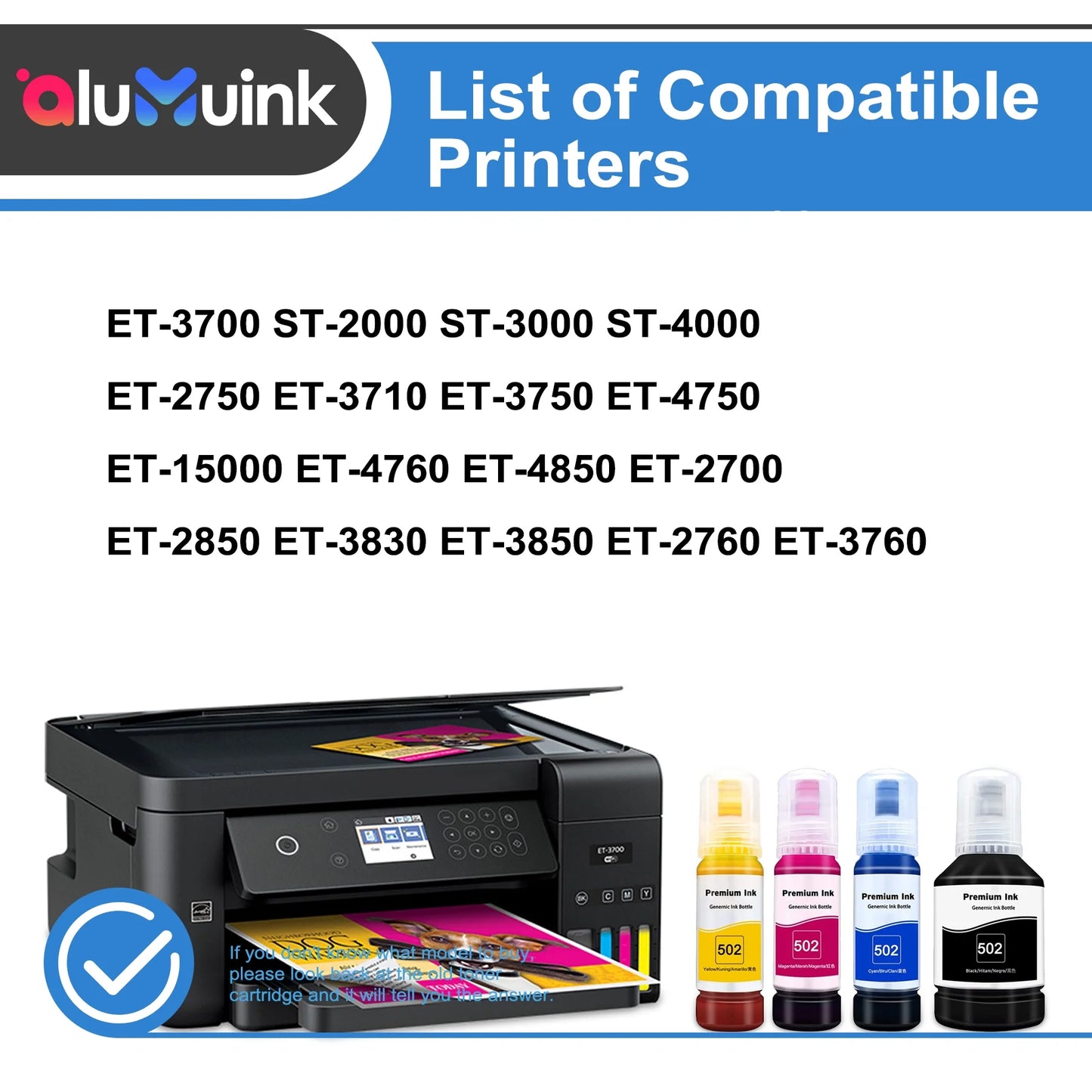 Lumson T502 502 Printer ink (Black/Cyan/Magenta/Yellow) Replacement for Epson ,4-Pack