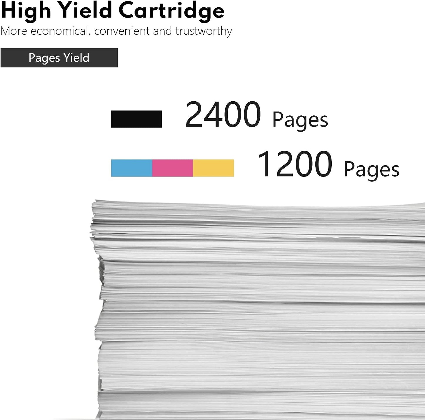 LC20E High Yield Ink Cartridge (4-Pack, 1BK/1C/1M/1Y) - LC20EBK LC20EC LC20EM LC20EY Ink Cartridge Replacement for Brother LC20E MFC-J5920DW MFC-J985DW MFC-J985DWXL Printer