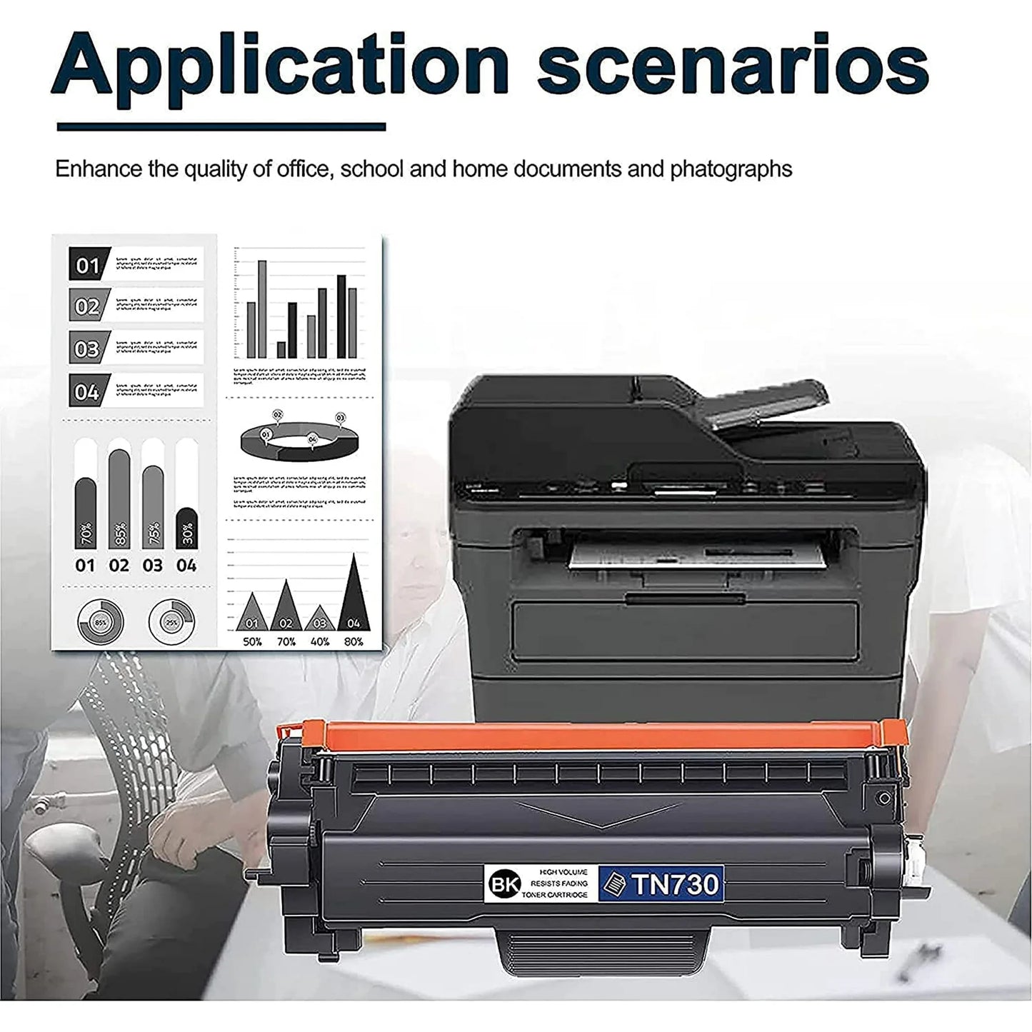 TN 730 Black TN-730 TN730 Toner Cartridge Replacement for Brother TN730 Toner DCP-L2550DW MFC-L2710DW L2750DWXL HL-L2350DW L2370DW L2370DWXL L2390DW Printer