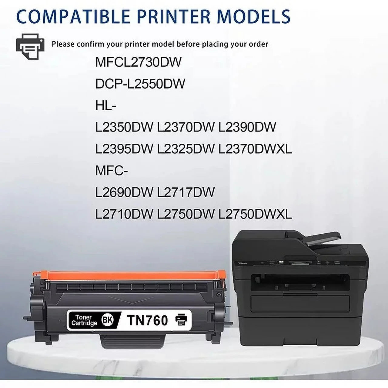 (TN760 4PK, 4000 Pages) TN760 TN-760 Hige Yield Toner Cartridge 4 Pack Compatible for Brother HL-L2395DW DCP-L2550DW MFC-L2710DW Printer