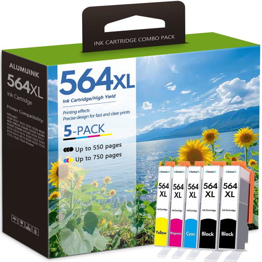 564XL (2 Black /1 Cyan/1 Yellow /1 Magenta) Ink Cartridge Replacement for HP 564 XL Printer Ink Cartridges OfficeJet Pro 3520 3521 3522 3525 3526 4620 4622 Printer