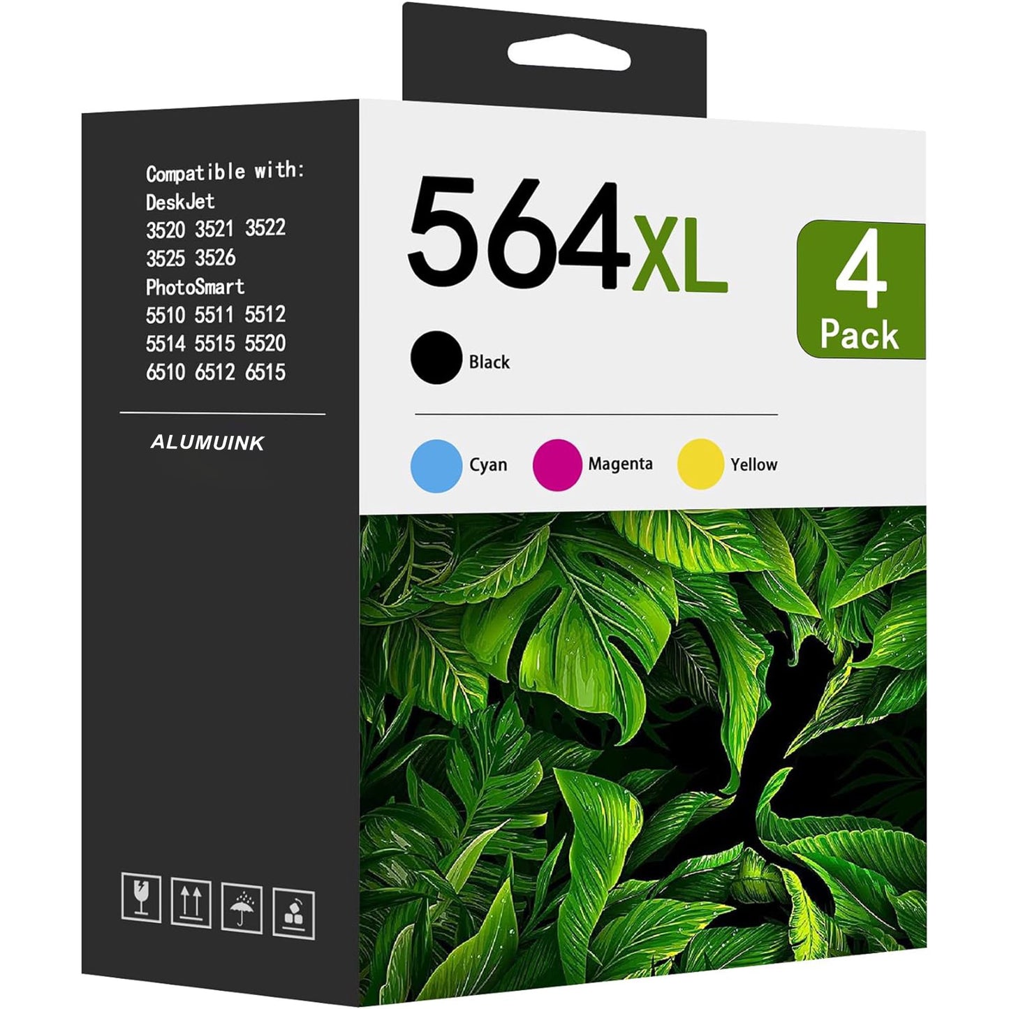 564XL High Yield Ink Cartridges 4-Pack (1Black/1Cyan/1Magenta/1Yellow) - LOMENT Compatible 564XL 564 XL Ink Cartridges Replacement for HP DeskJet 3520 3522 Photosmart 6510 7520 C309G Printer