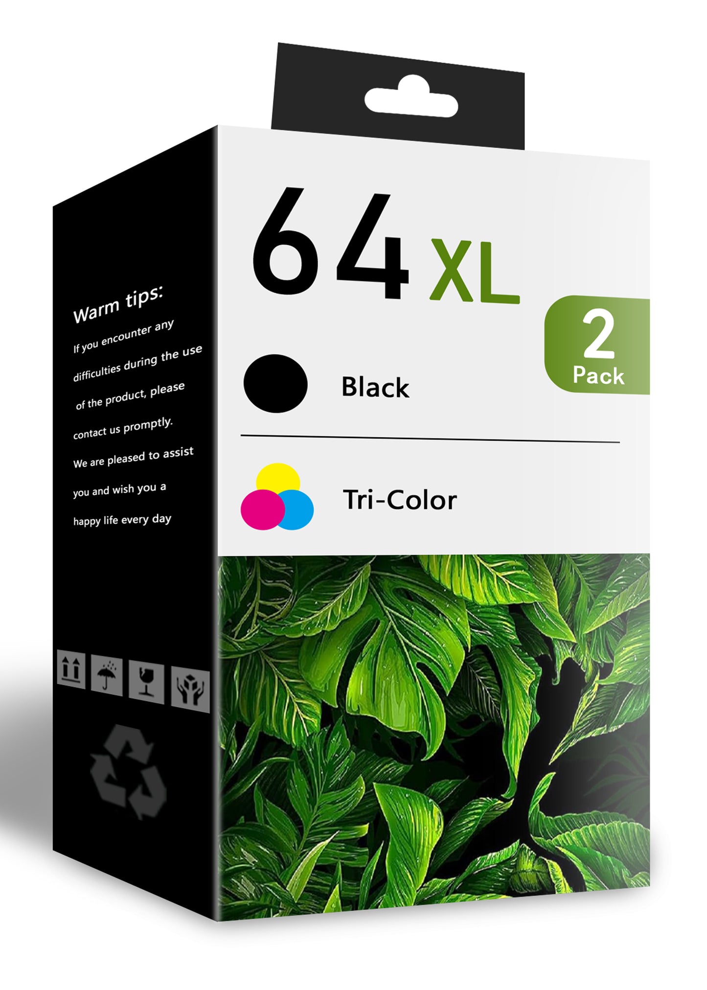 64XL Ink Cartridges Black/Tri-Color Replacement for HP 64 Ink for Envy Photo 7858 Envy Inspire 7255e Printer（2Pack）