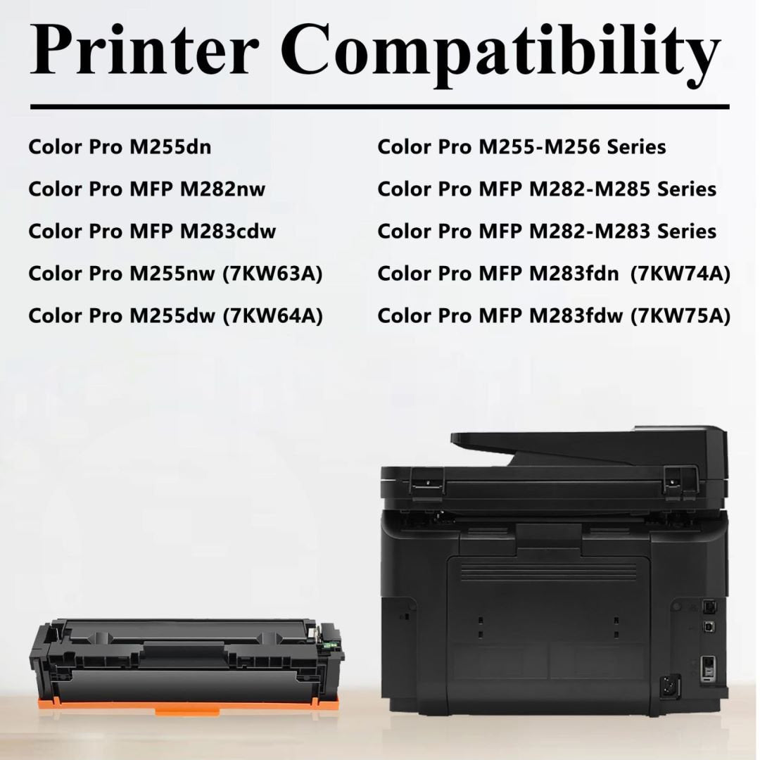 206A | W2110A 4 Pack-1BK+1C+1M+1Y Toner Cartridges (with Chip) Replacement for HP Pro M255dw M283cdw MFP Printers