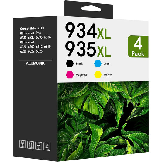 934XL 935XL High Yield Ink Cartridges (4-Pack, Black/Cyan/Magenta/Yellow): Compatible 934XL 935XL Ink Cartridges Replacement for HP OfficeJet Pro 6830 6835 6836 6230 OfficeJet 6220 6812 Printer