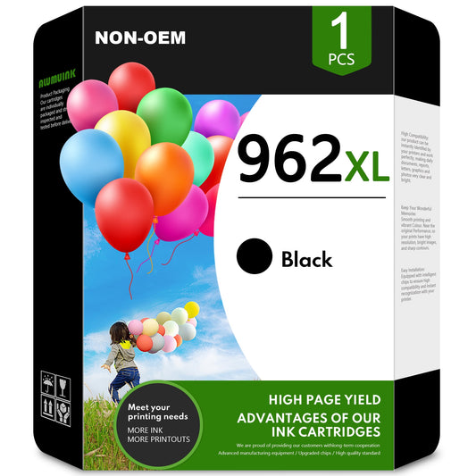 Black 962XL High Yield 962 Ink Cartridge Compatible for HP 962 ink Black Replacement for HP 962XL Ink 9025 9014 9016 9019 9022 9026 9028