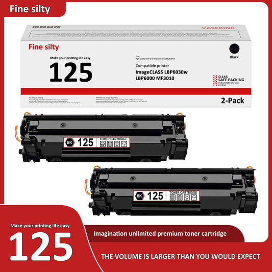 CRG125 Toner Cartridge Replacement for Canon 125 Toner ImageCLASS LBP6030w LBP6000 MF3010 Printer, 2 Pack Black