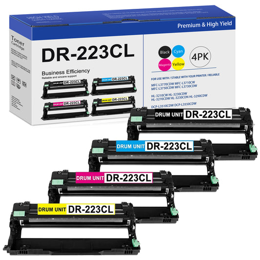 DR-223CL Drum Unit 4-Pack Set Replacement for Brother DR223CL Drum MFC-l3710CW l3770CDW l3750CDW HL-l3210CDW l3290CDW l3270CDW Printer (1Black 1Cyan 1Magenta 1Yellow)