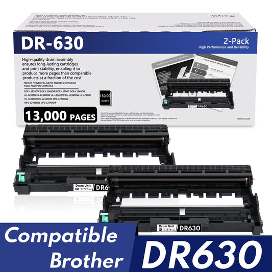 DR630 Drum Unit Yields Up To 13,000 Pages Black 2 Pack Replacement for Brother HL-L2300D Printer