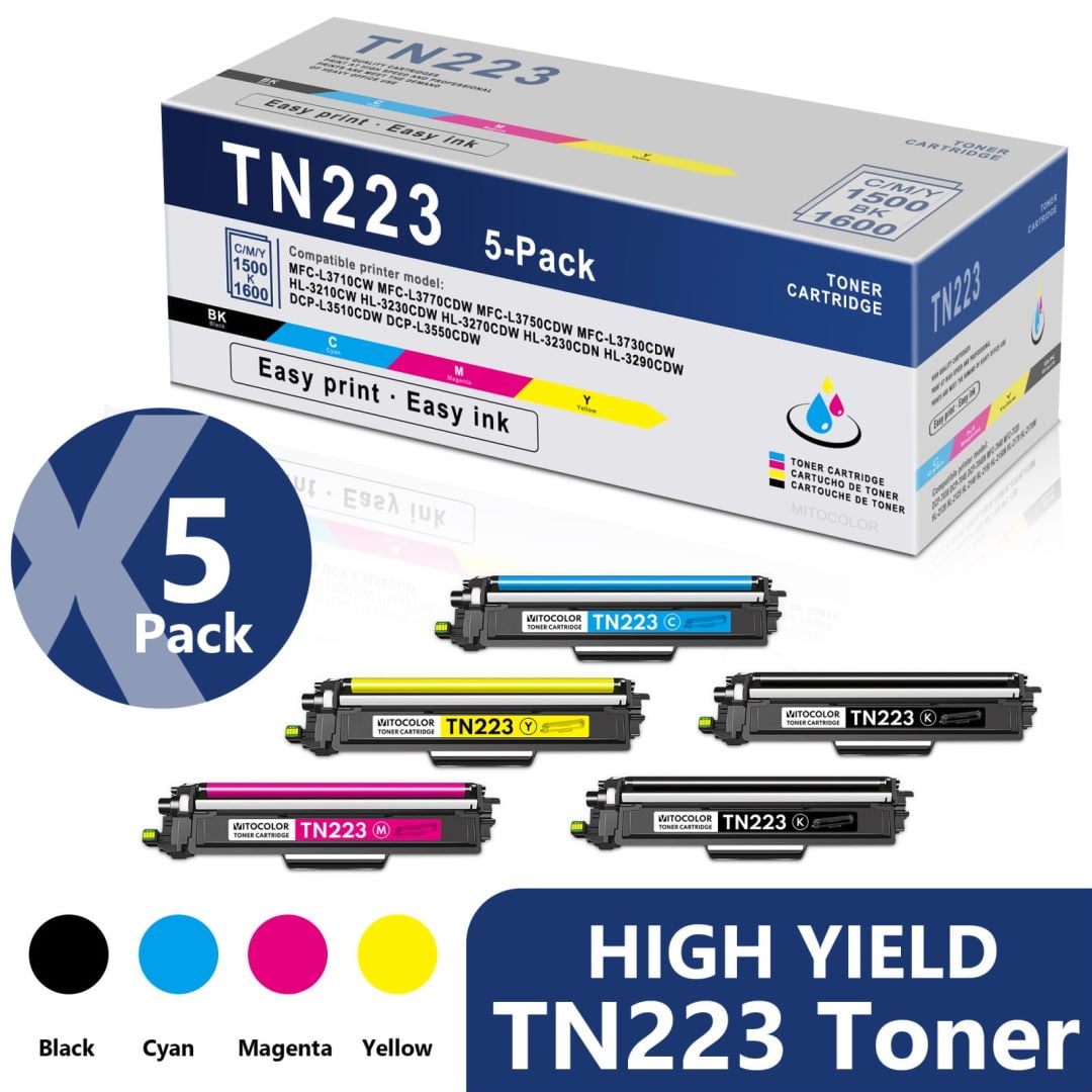 TN223 Toner Cartridge Compatible for Brother TN-223 MFC-L3770CDW HL-L3210CW Printer (2BK,1C,1M,1Y ）