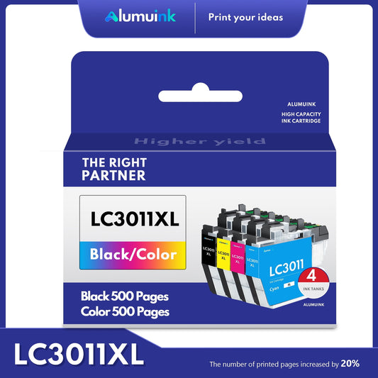 LC3011XL/3011XL 4 Pack High Yield Ink Cartridge Replacement for Brother LC3011 Ink OfficeJet MFC-J491DW MFC-J497DW MFC-J690DW MFC-J895DW Printers ( Black, Cyan, Magenta, Yellow)