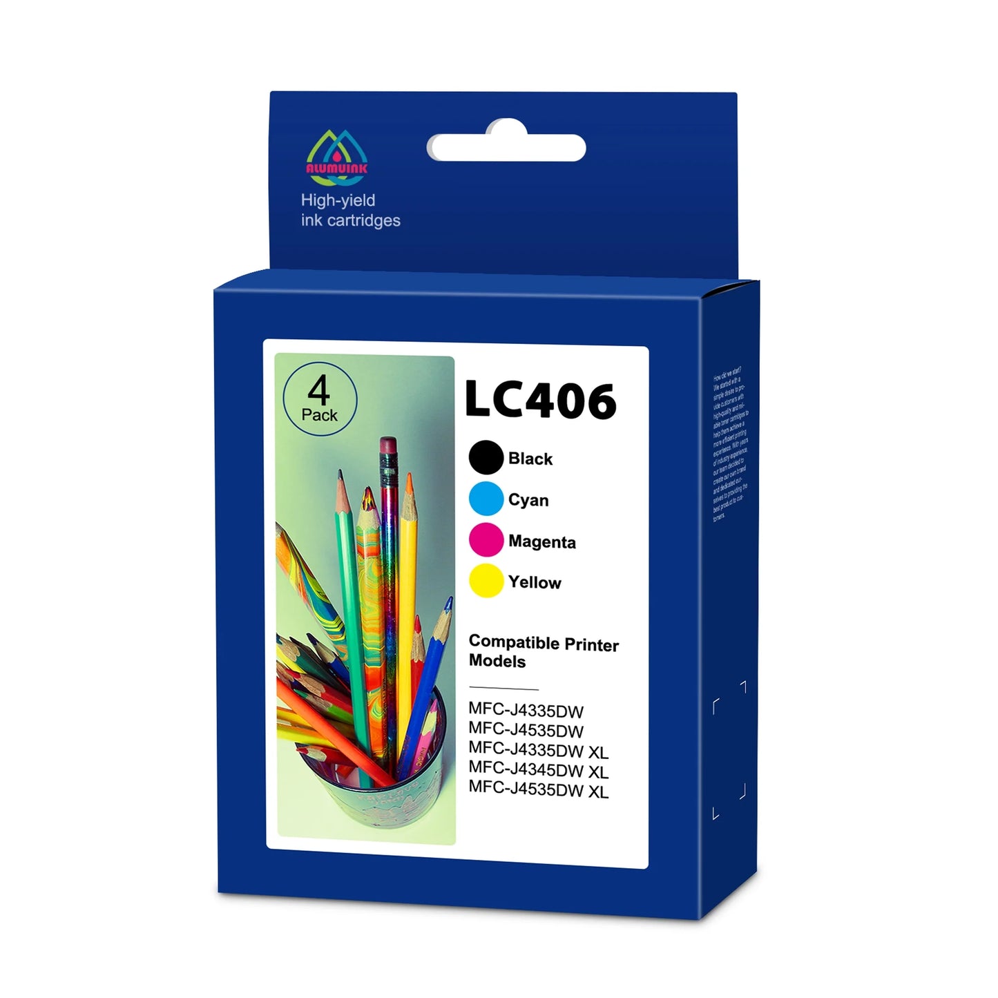 LC406 Replacement Kit for Brother Ink MFC-J4335DW Printer (BK M Y C Total 4 Pack)