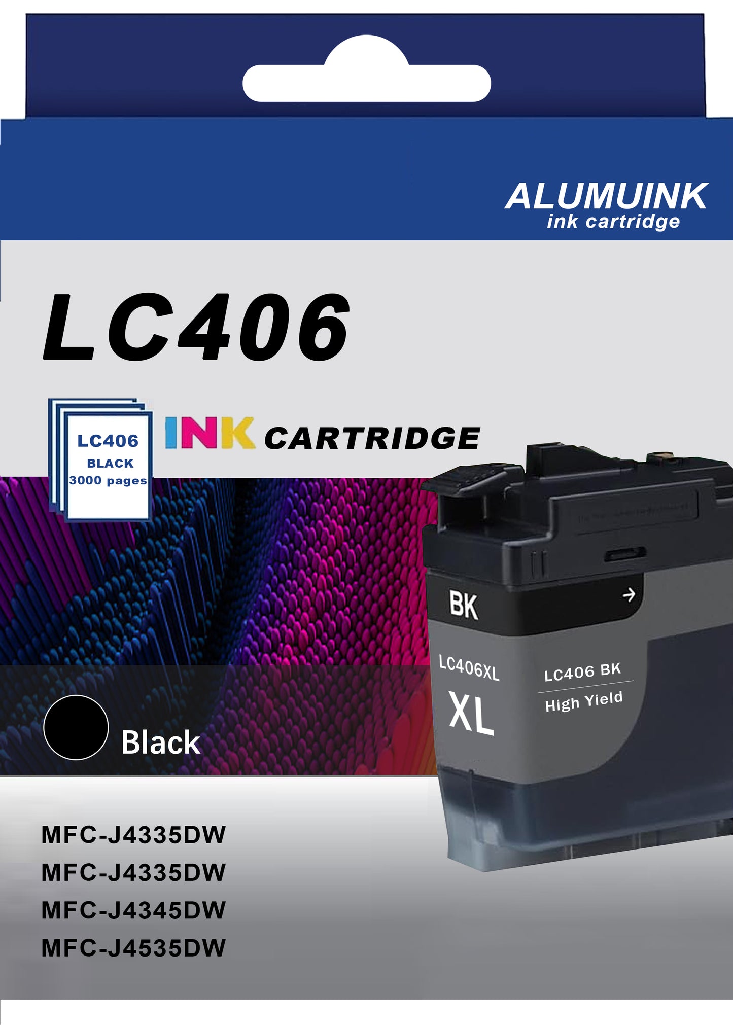 LC406BK High Yield Black Ink Cartridge Replacement for Brother LC406 LC 406 Ink Cartridge for MFC-J4335DW MFC-J4335DW MFC-J4535DW, 1 Pack