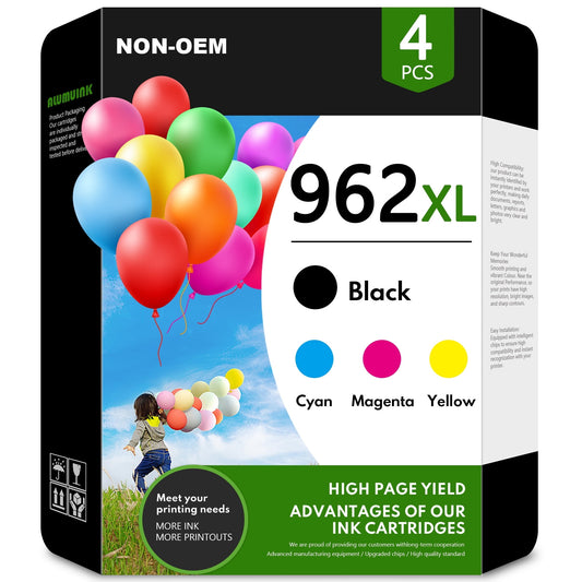 4 Pack 962 XL Ink Cartridge Compatible with HP 962 Black Cyan Magenta Yellow Ink For HP 962XL Ink Color OfficeJet Pro 9010 9012 9013 9015 9018 9022 9025 9028