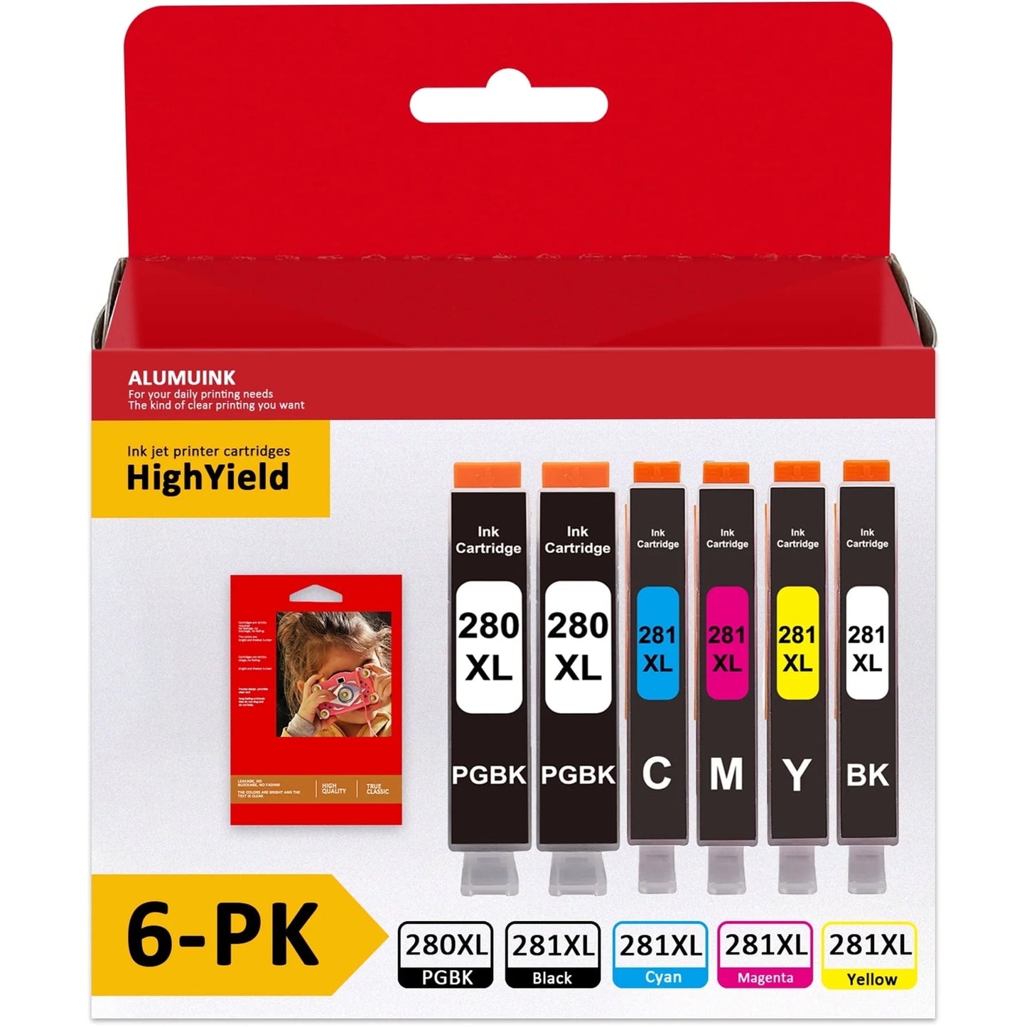 PGI-280 XL CLI-281 XL 6 Value Pack Ink Cartridges Replacement for Canon PGI-280XL CLI-281XL 280 281 ink Cartridges for TR8620a TR8620 TS9520 TS9521C TR8520 TS8220 Printers