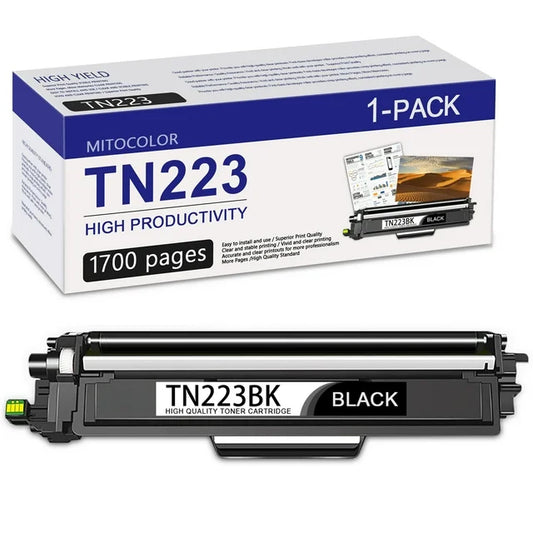 TN223 1 Pack Black TN-223BK TN223BK Toner Cartridge Replacement for Brother MFC-L3770CDW MFC-L3750CDW DCP-L3550CDW Printer