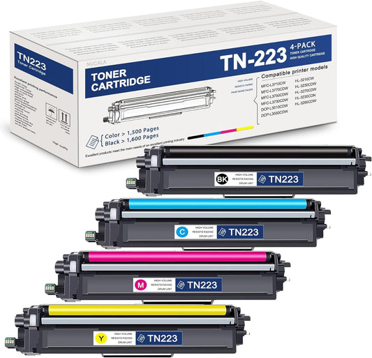 TN223 Toner Cartridge Replacement for Brother TN223 Toner MFC-L3710CW 4 Pack 223BK,223C,223M,223Y