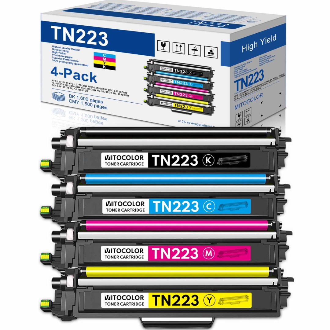 TN223 Toner Cartridge 4 Palck Replacement for Brother TN 223 MFC-L3710CW,Black Cyan Magenta Yellow