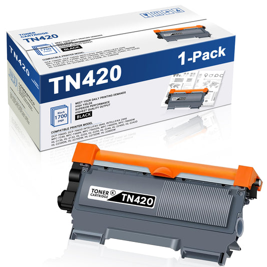 TN420 Toner Cartridge High Yield TN-420 Black Toner Replacement for Brother DCP-7060D Printer 1 Pack