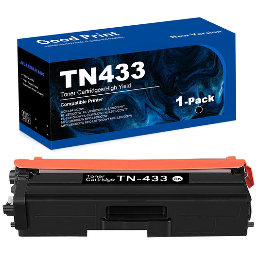 TN433 High Yield Toner Cartridge 1 Pack Black Replacement for Brother TN-433 MFC-L8610CDW Printer