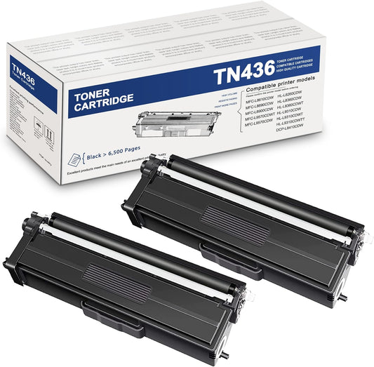 TN436 TN433 2BK Toner Cartridge Compatible for Brother TN433 tn436 tn431 Toner Replacement for Brother MFC-L8900CDW MFC-L8260CDW MFC-L9570CDWT MFC-L9570CDW MFC-L8410CDW HL L8260CDW L8360CDW L9570CDW