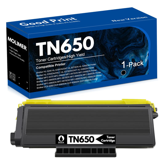 TN650 Toner Cartridge 1 Black Replacement for Brother HL-5240 5270DN 5280DW 5380DN MFC-8370 8470DN 8690DN 8860DN Printer