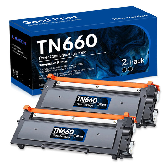 TN660 Black Toner Cartridge Replacement for Brother HL-L2300D L2305W MFC-L2680W L2685DW Toner (2 Pack)