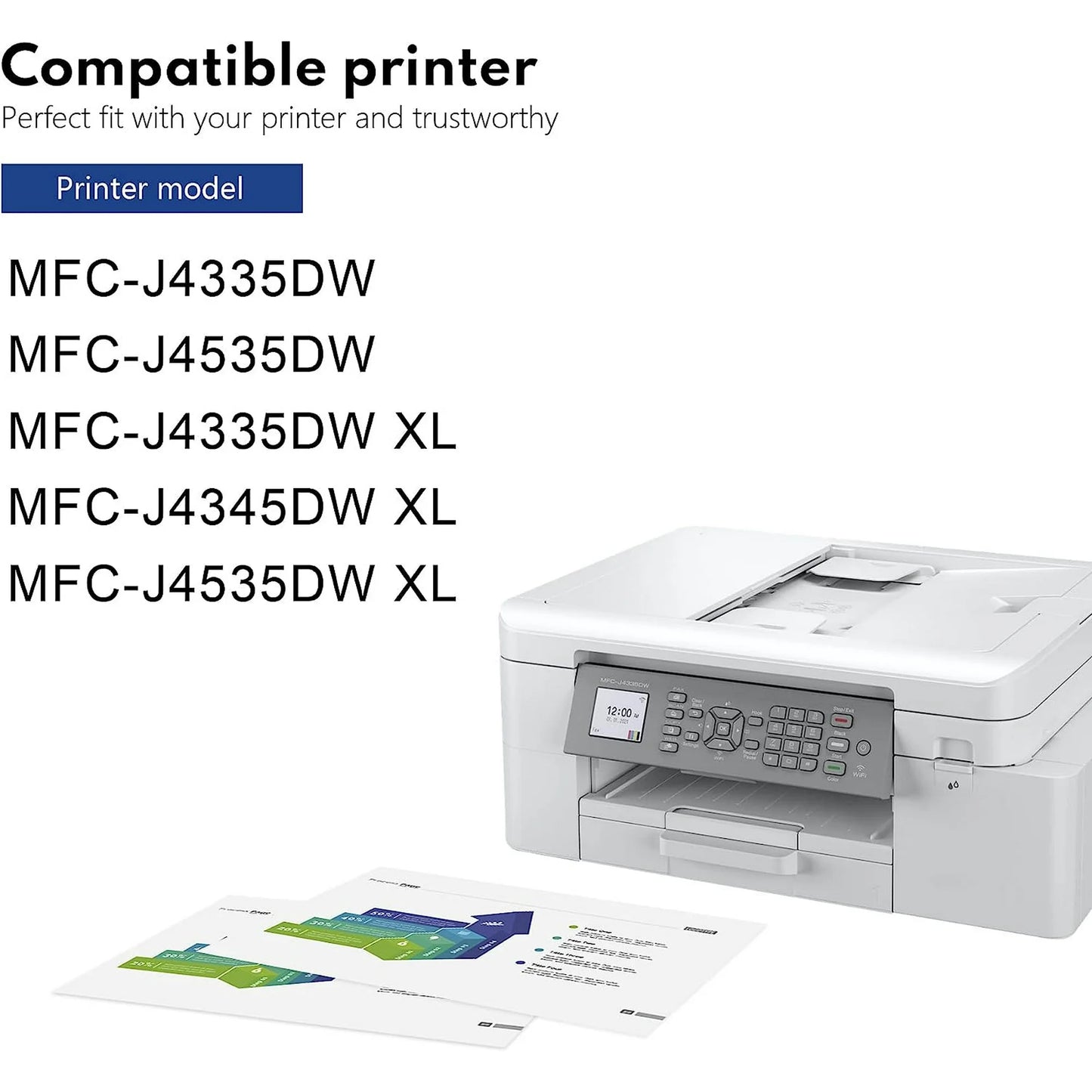 LC406 Replacement Kit for Brother Ink MFC-J4335DW Printer (BK M Y C Total 4 Pack)